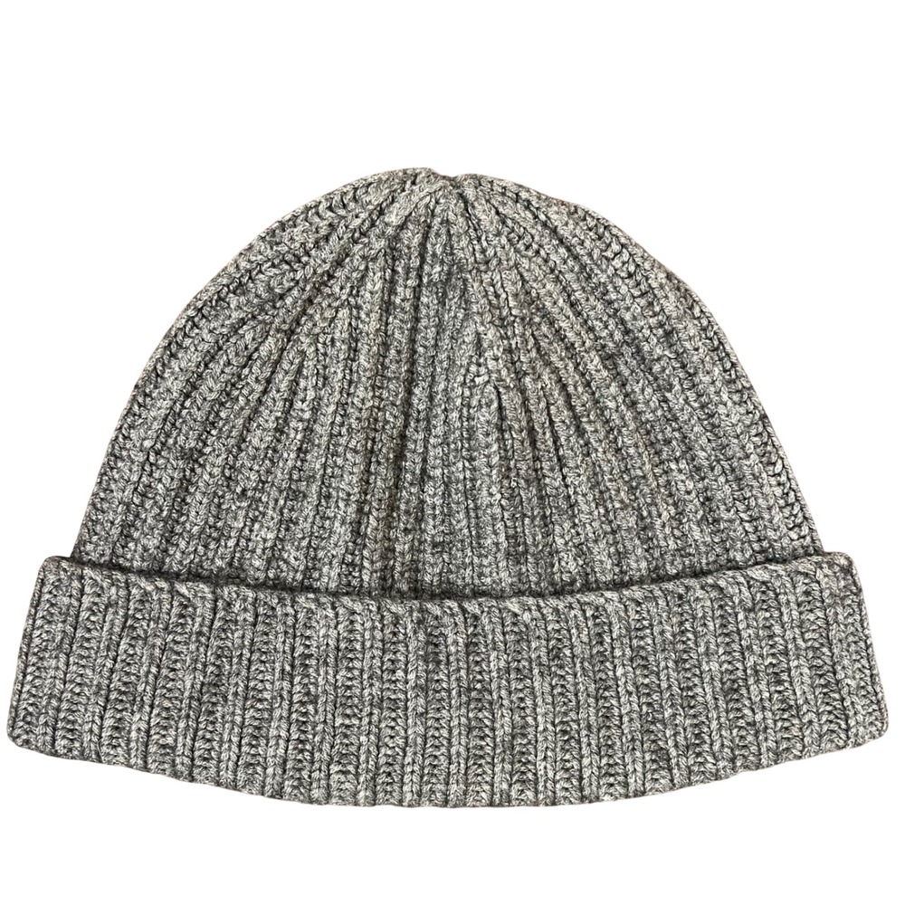 Andrew Stewart Wool Cashmere Ribbed Knit Beanie Hat Heather Grey O/S